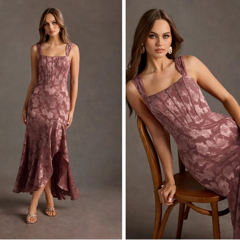 Azazie Saskia Vintage Rose Maxi Cocktail Dress